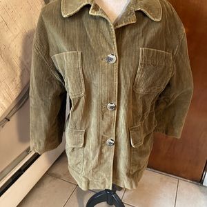 Harve Bernard Woman’s Corduroy Jacket Large Petite Olive Green Field Jacket